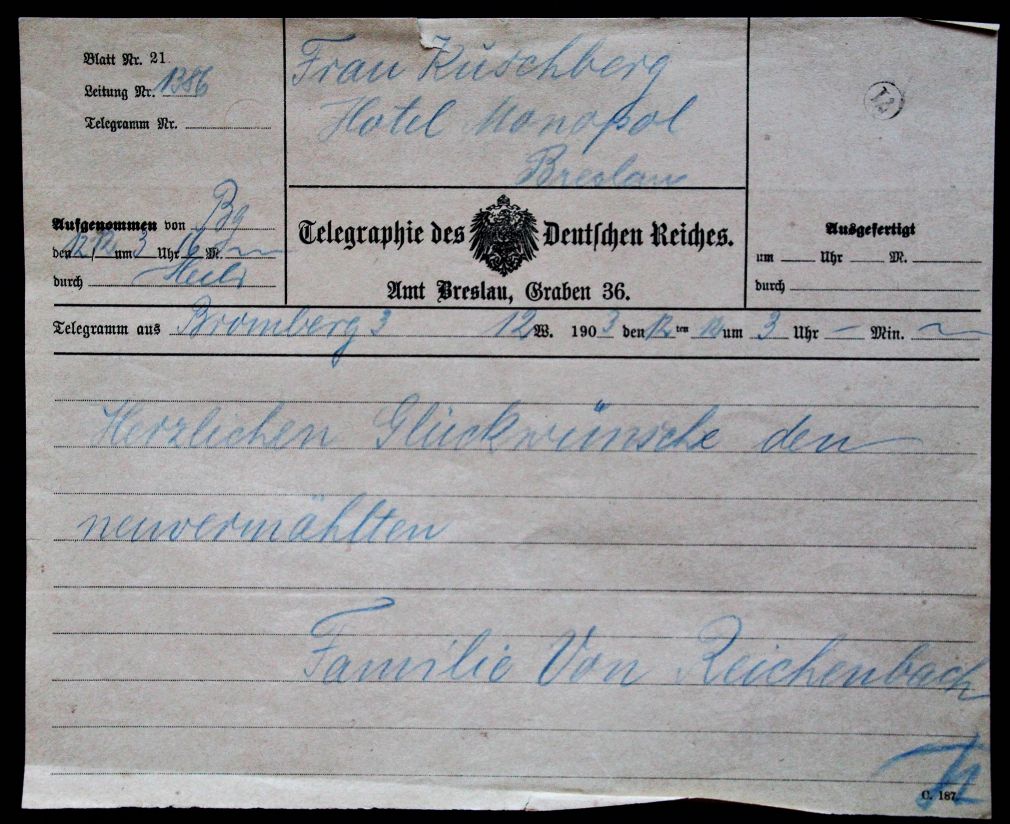 Telegram z 1903 roku.