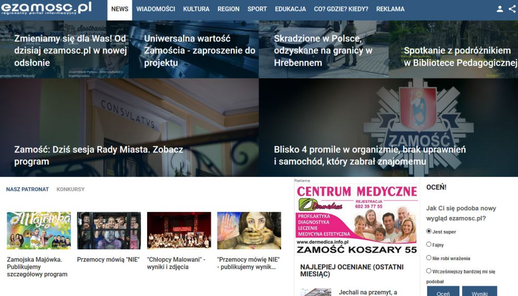 Dzisiaj wystartowaliśmy z nową odsłoną portalu ezamosc.pl, źródło: ezamosc.pl
