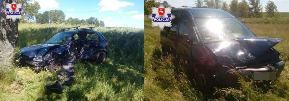 Kierujący peugeotem wyprzedzał na oznakowanym skrzyżowaniu i uderzył w skręcającego w lewo opla, fot. Policja